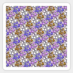 Groovy Weirdcore Shiitake Mushroom pattern in purple, pink and golden brown Sticker